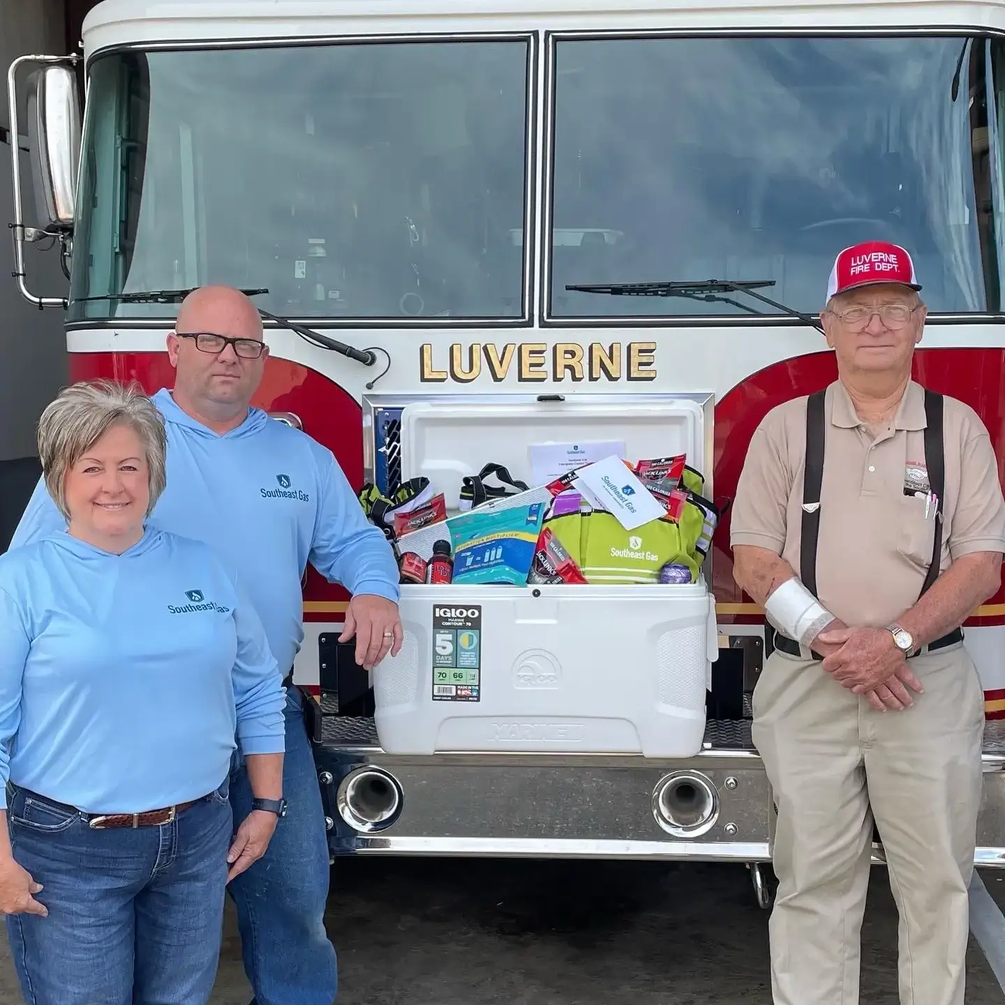 Southeast Gas team delivering supplies to Luverne Fire Department.